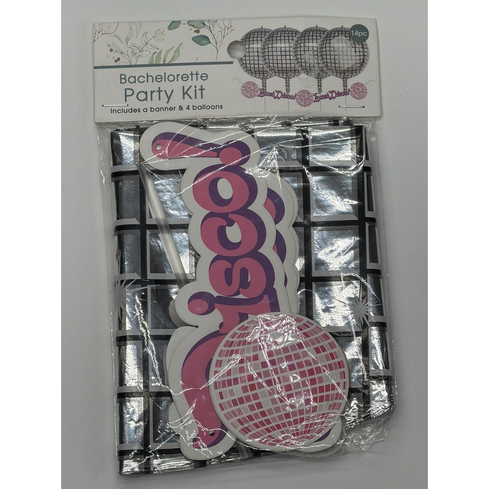 New‎ View Bachelorette Party Kit Lets Disco Banner 4 Disco Ball Balloons Silver